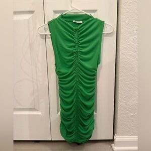 Green Ruched Sleeveless Dress Zara bodycon size small